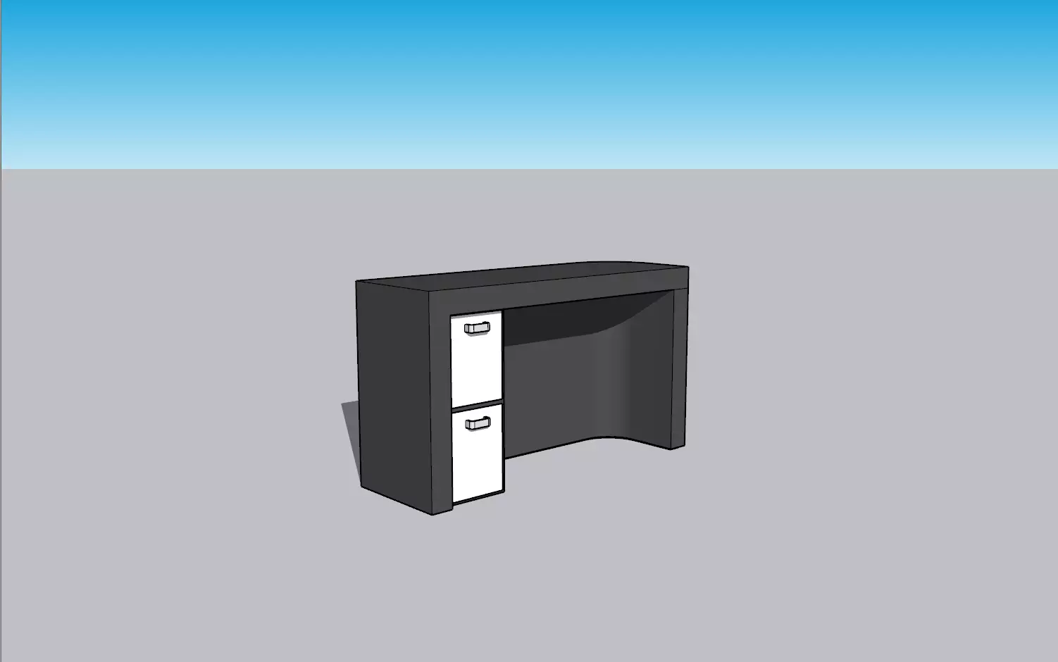 Desk-W01 Low-poly 3D model_0