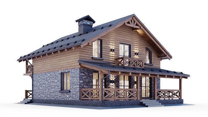 Chalet Style House 3D model 4