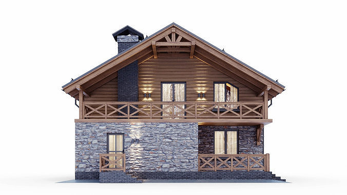 Chalet Style House 3D model 2