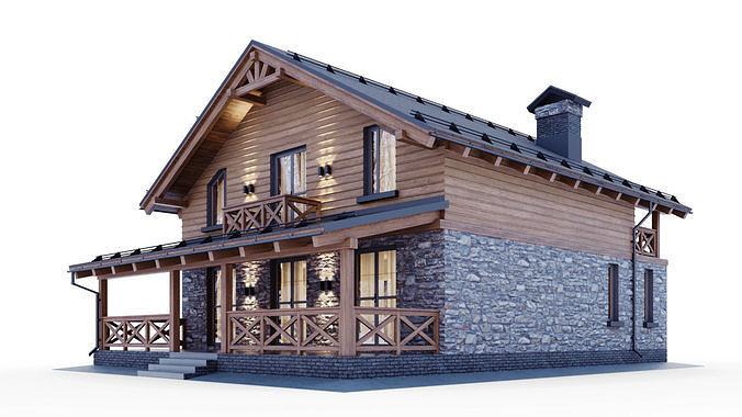 Chalet Style House 3D model 6