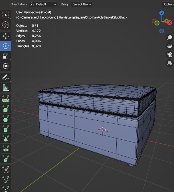 Harris Large Square Ottoman 3D model_4