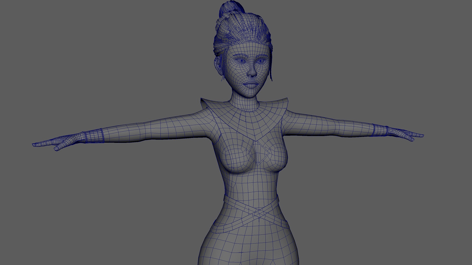 Semi-Realistic Warrior Girl Feng Huo With RIG Low-poly 3D model_9