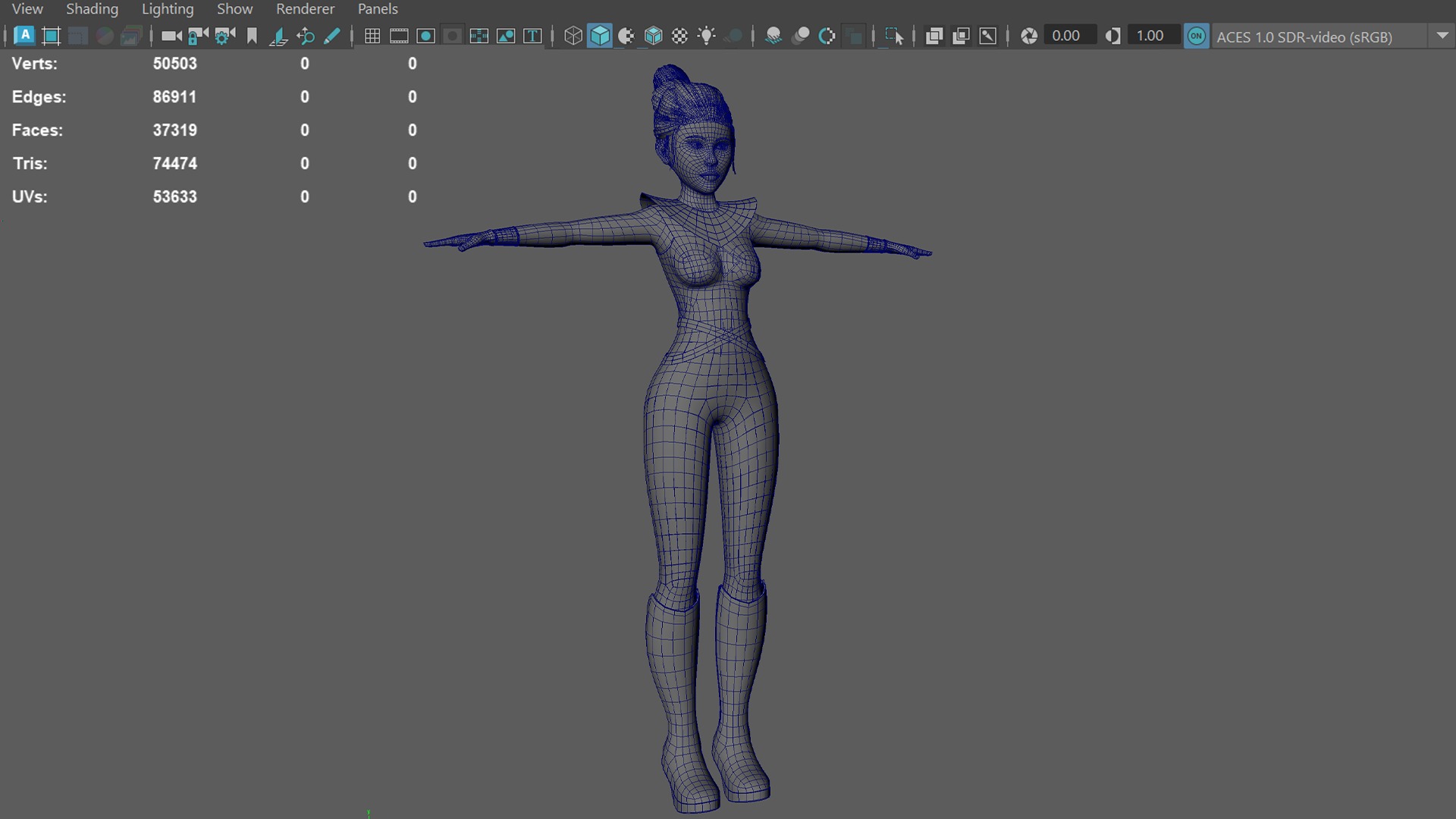 Semi-Realistic Warrior Girl Feng Huo With RIG Low-poly 3D model_8