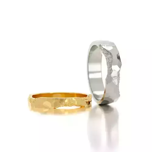 couple  of  textured wedding rings 3D print model