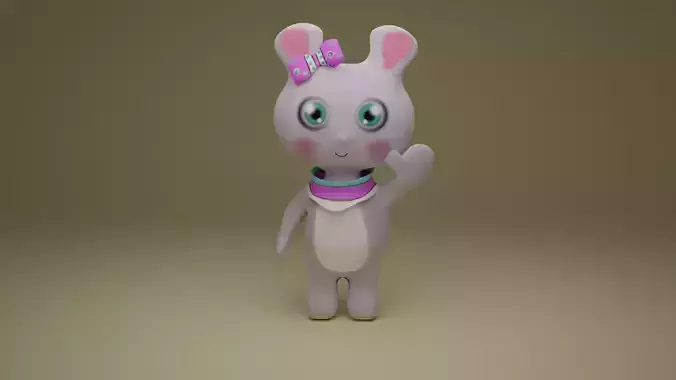 Cute rabbit Low-poly 3D model