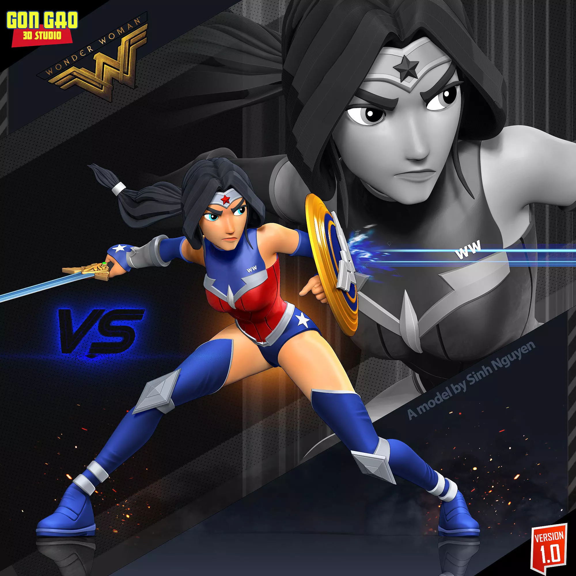 Wonder Woman 3D print model_0