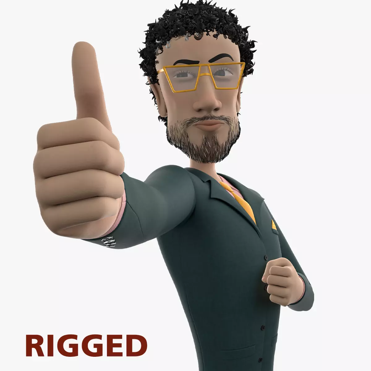 Cartoon BOSS Character With Rig Low-poly 3D model_0