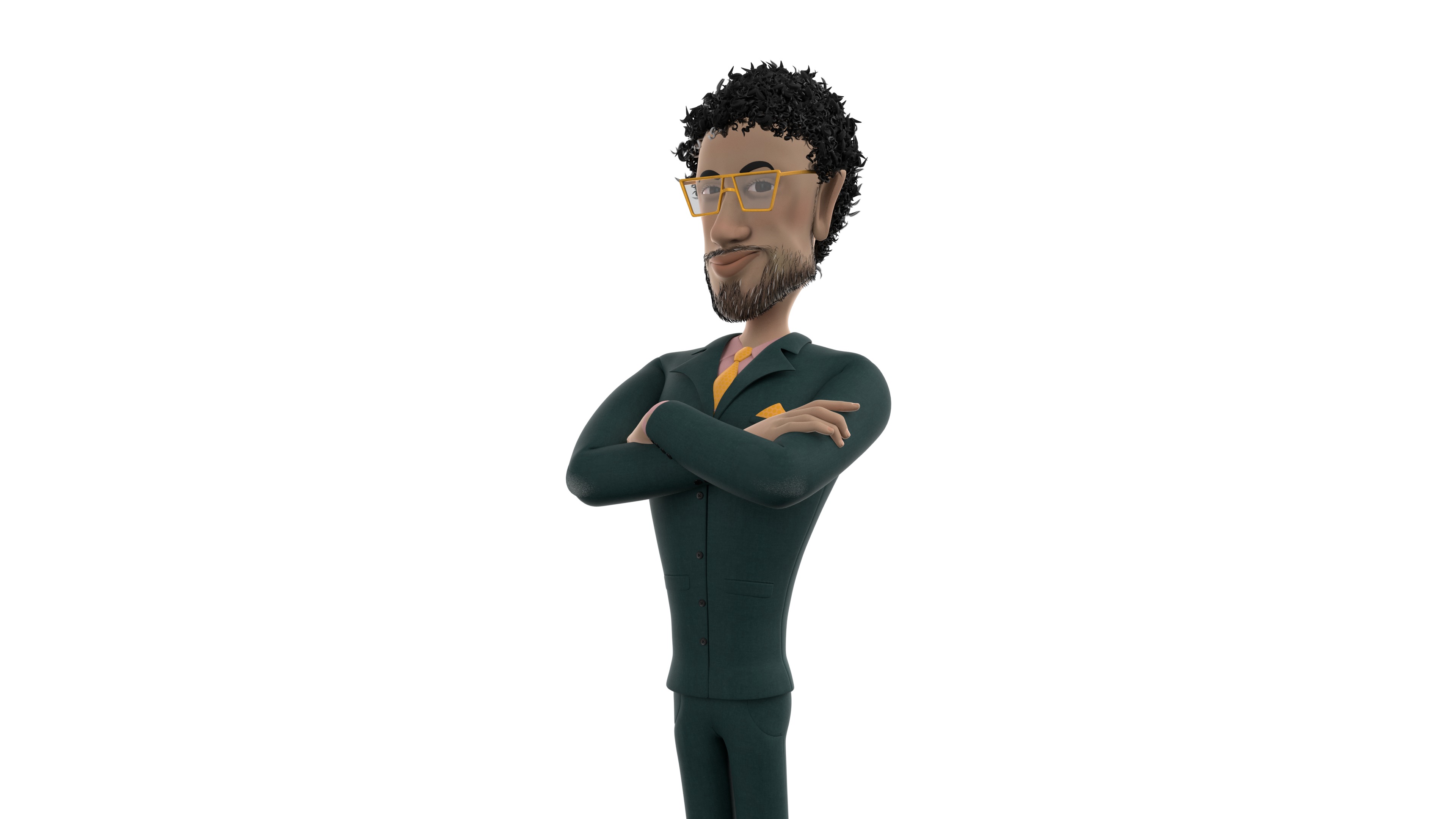 Cartoon BOSS Character With Rig Low-poly 3D model_2