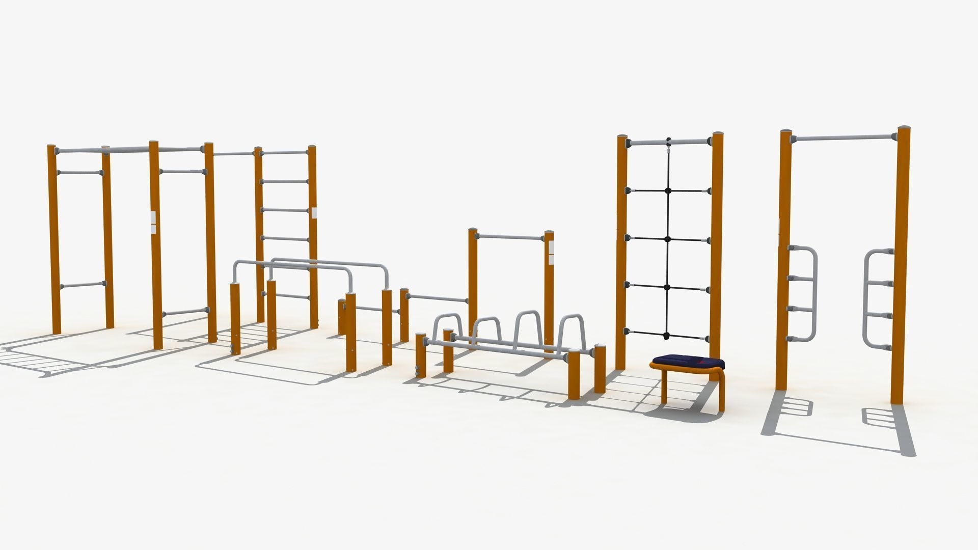 Rope and net climbing combination 3D model_5