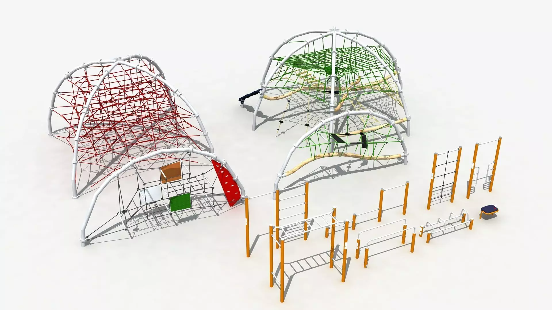 Rope and net climbing combination 3D model_0