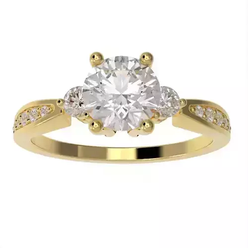3 Stones engagement ring with side stones