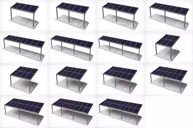 Solar terrace roof 3D model Solar terrace roof 3D model