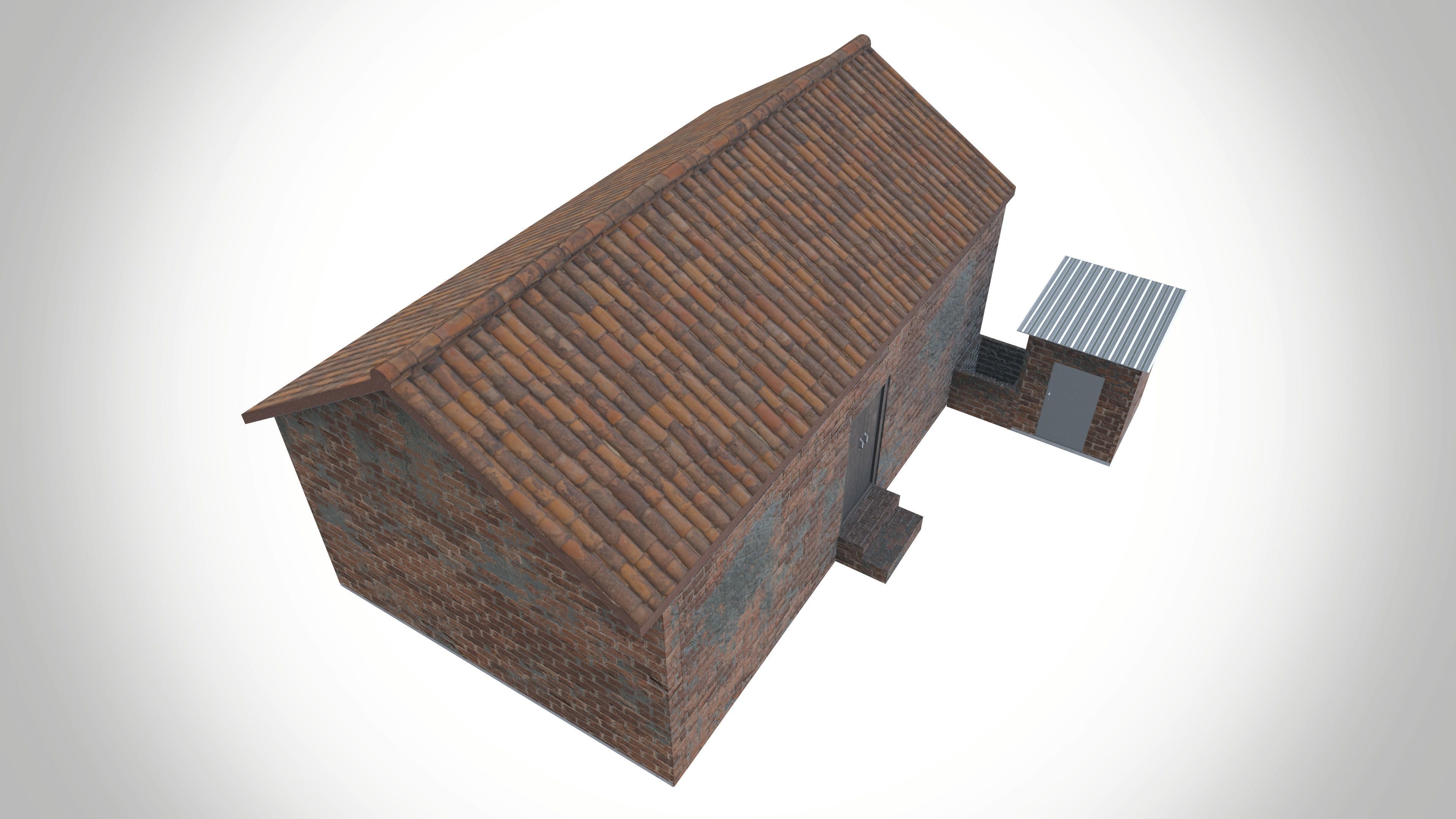 Bricks Village House Low-poly 3D model_7