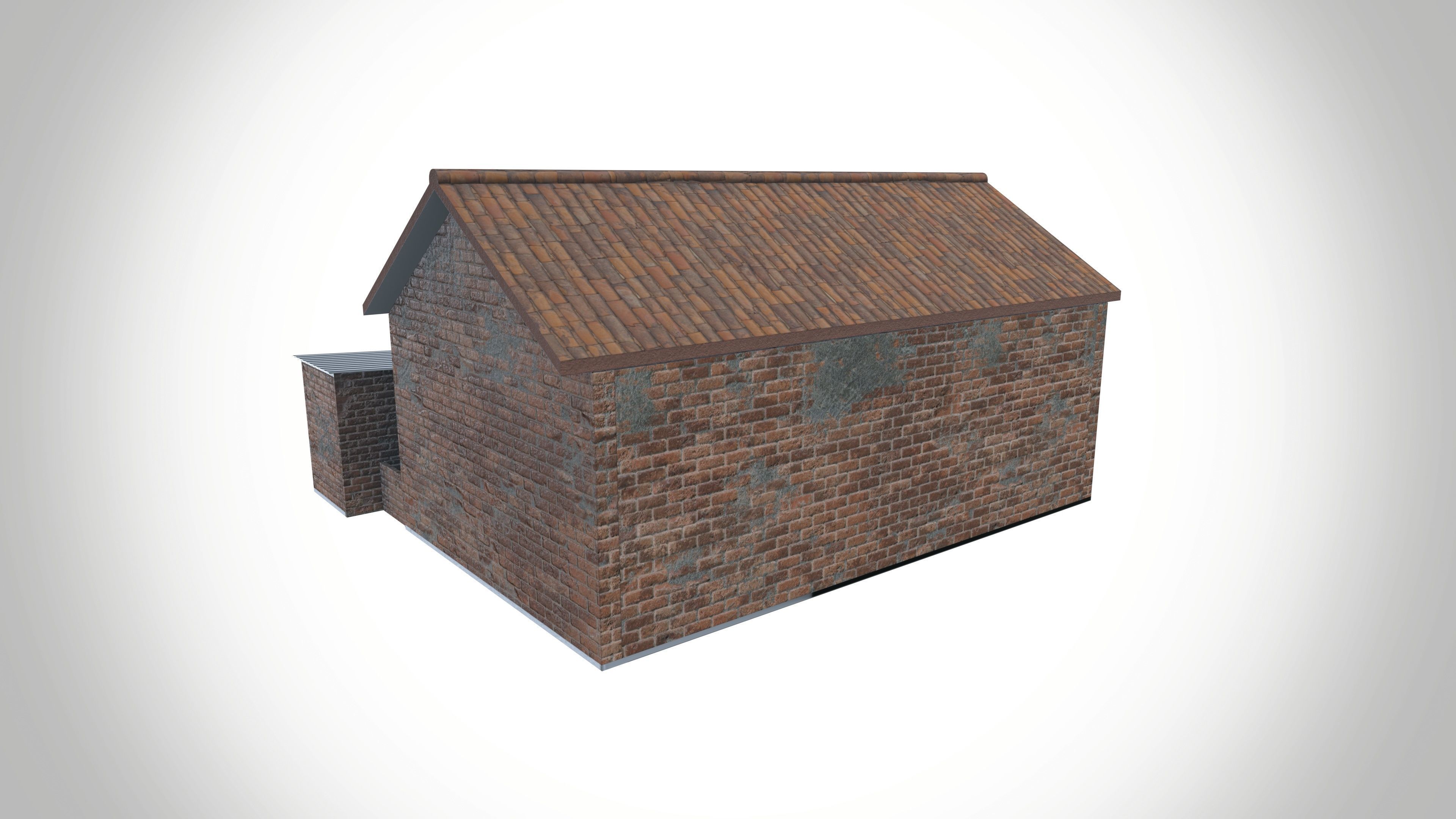 Bricks Village House Low-poly 3D model_4