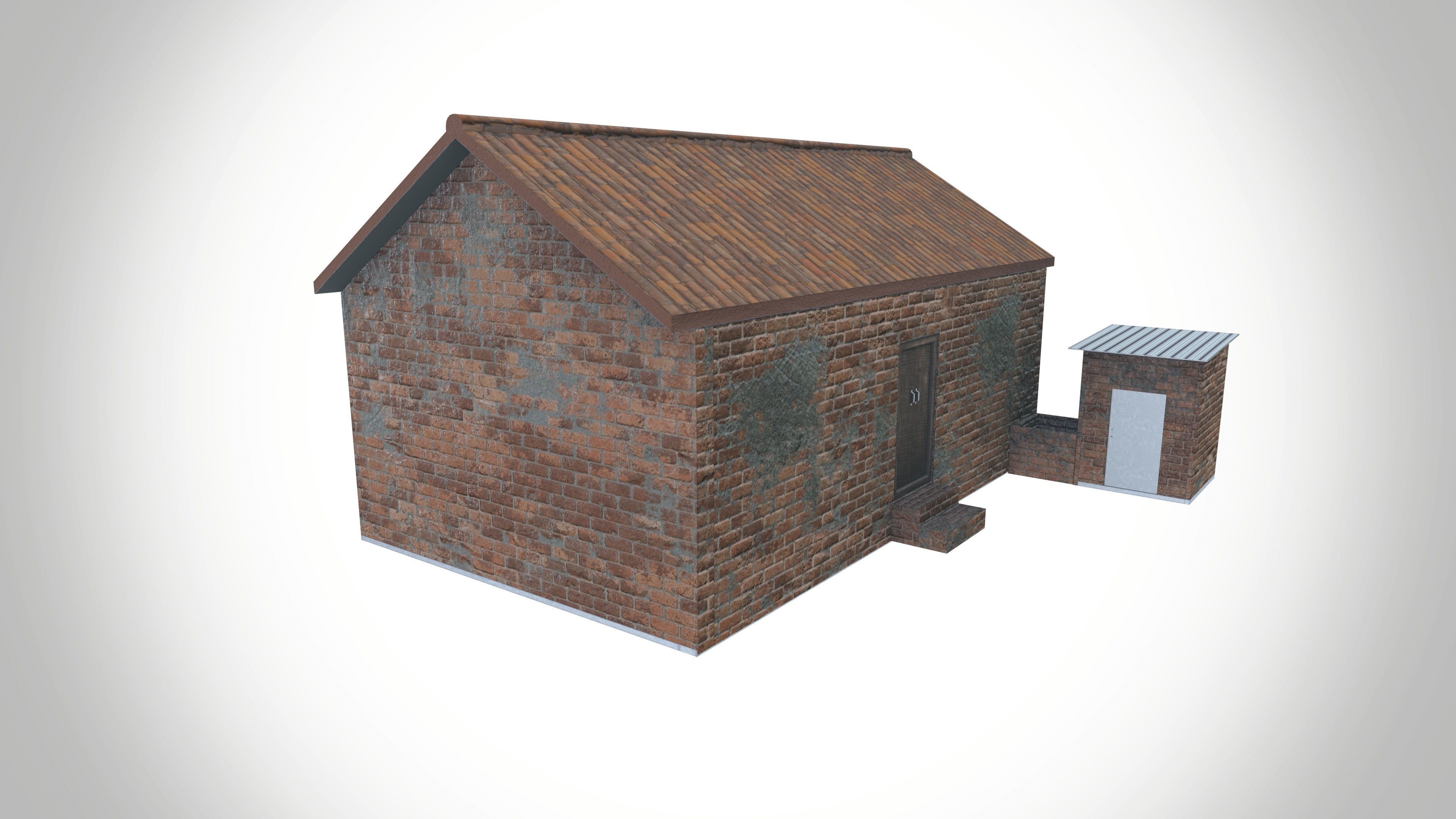 Bricks Village House Low-poly 3D model_3