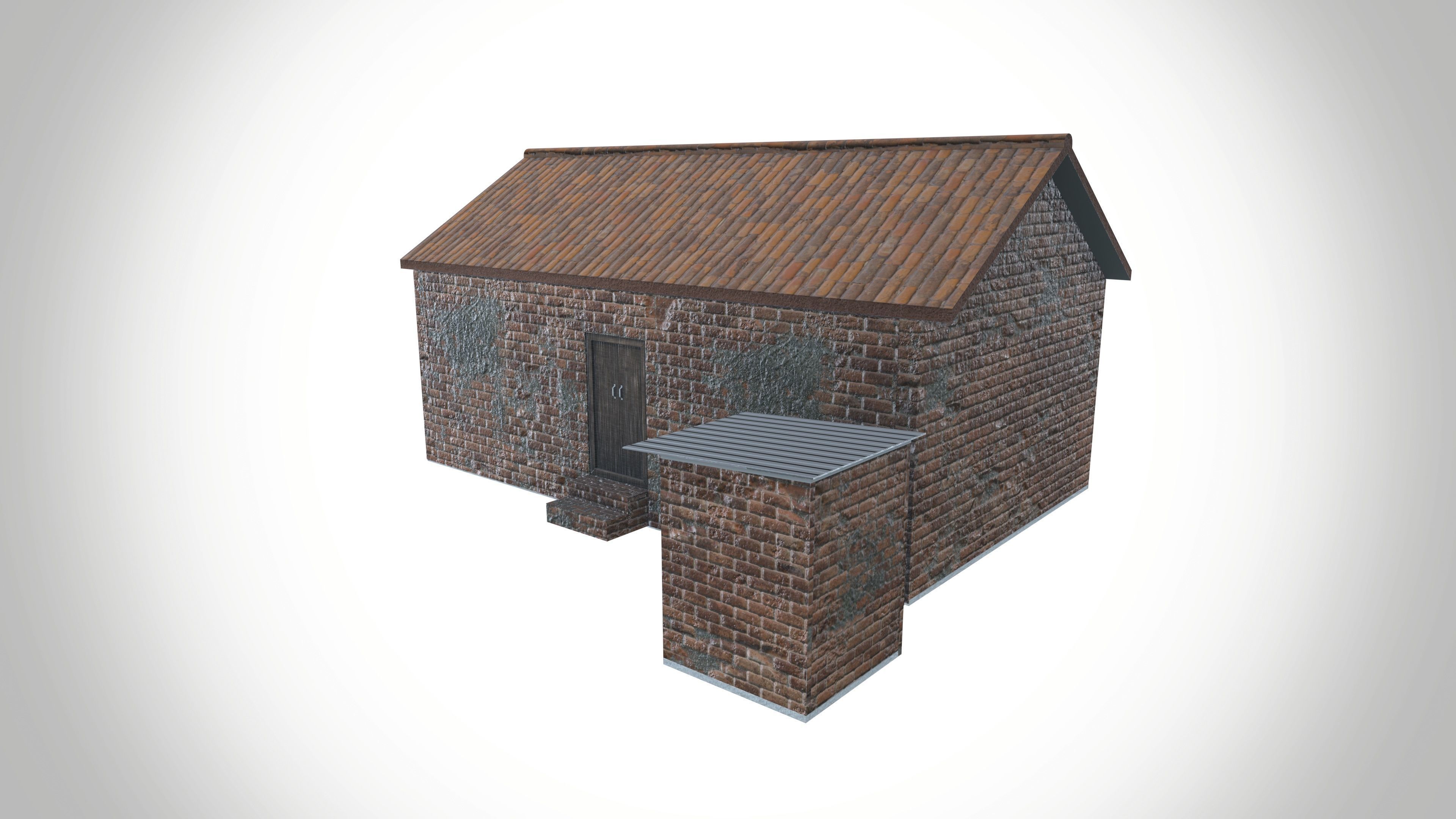 Bricks Village House Low-poly 3D model_2