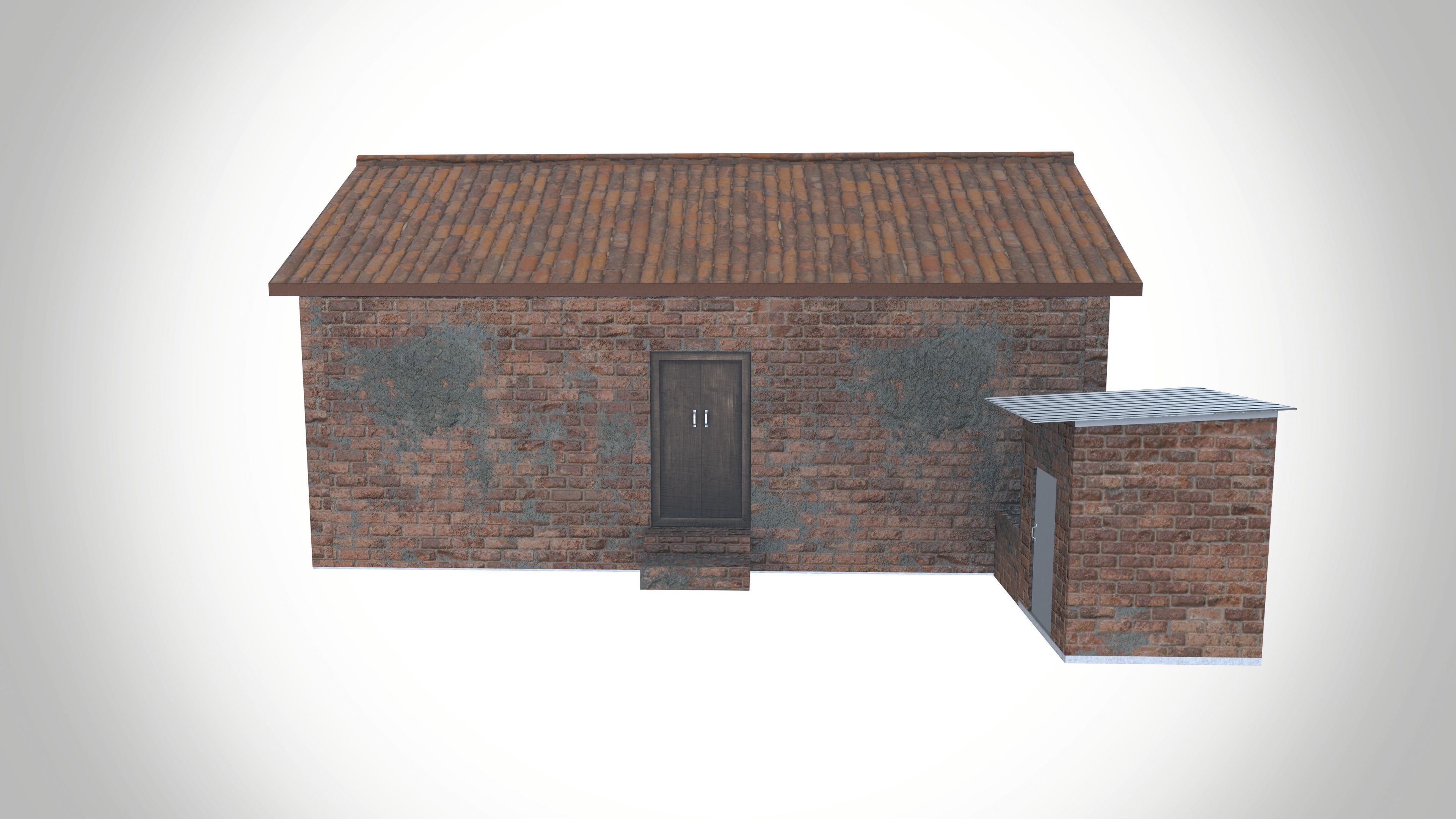 Bricks Village House Low-poly 3D model_6