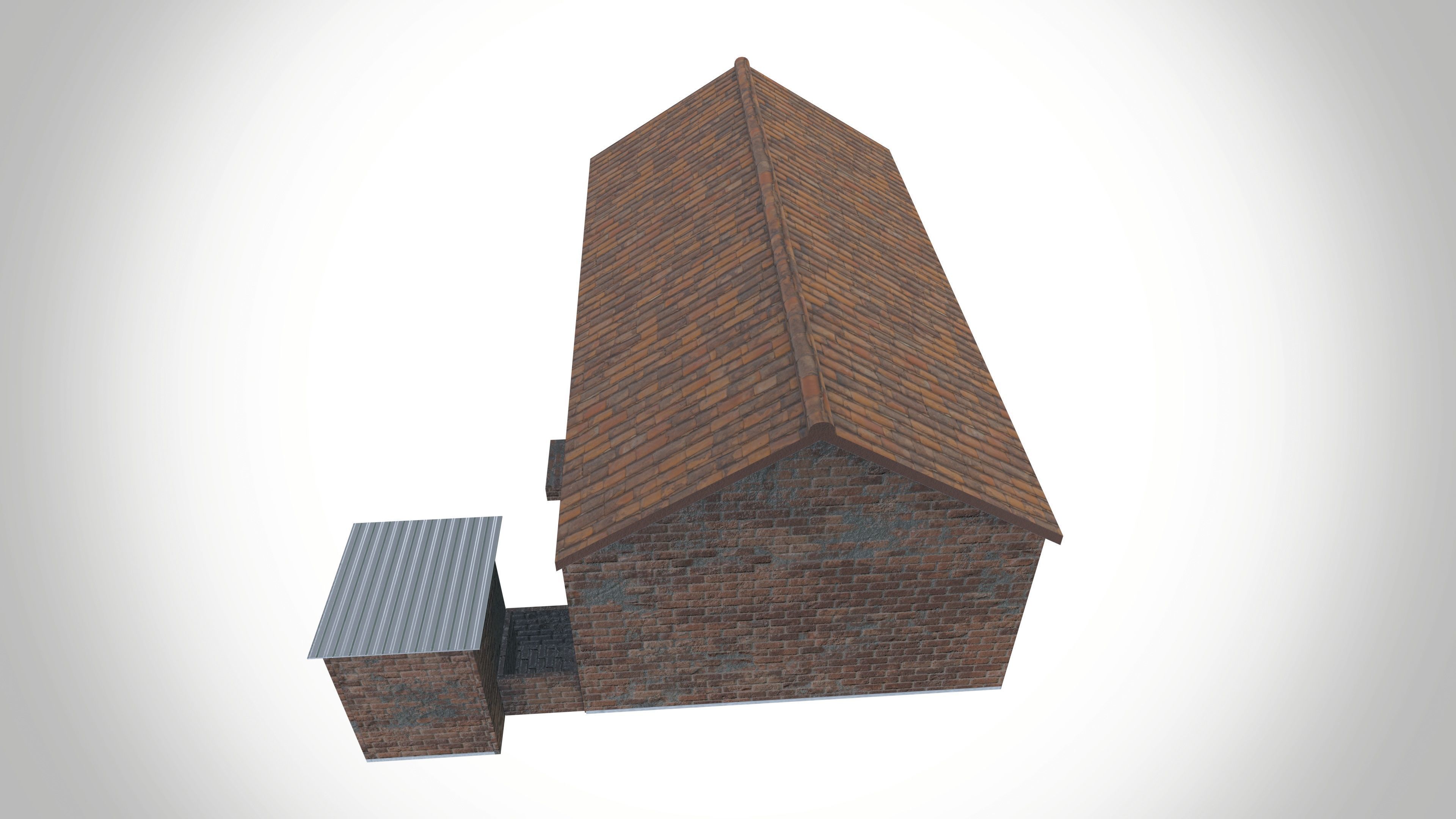 Bricks Village House Low-poly 3D model_8