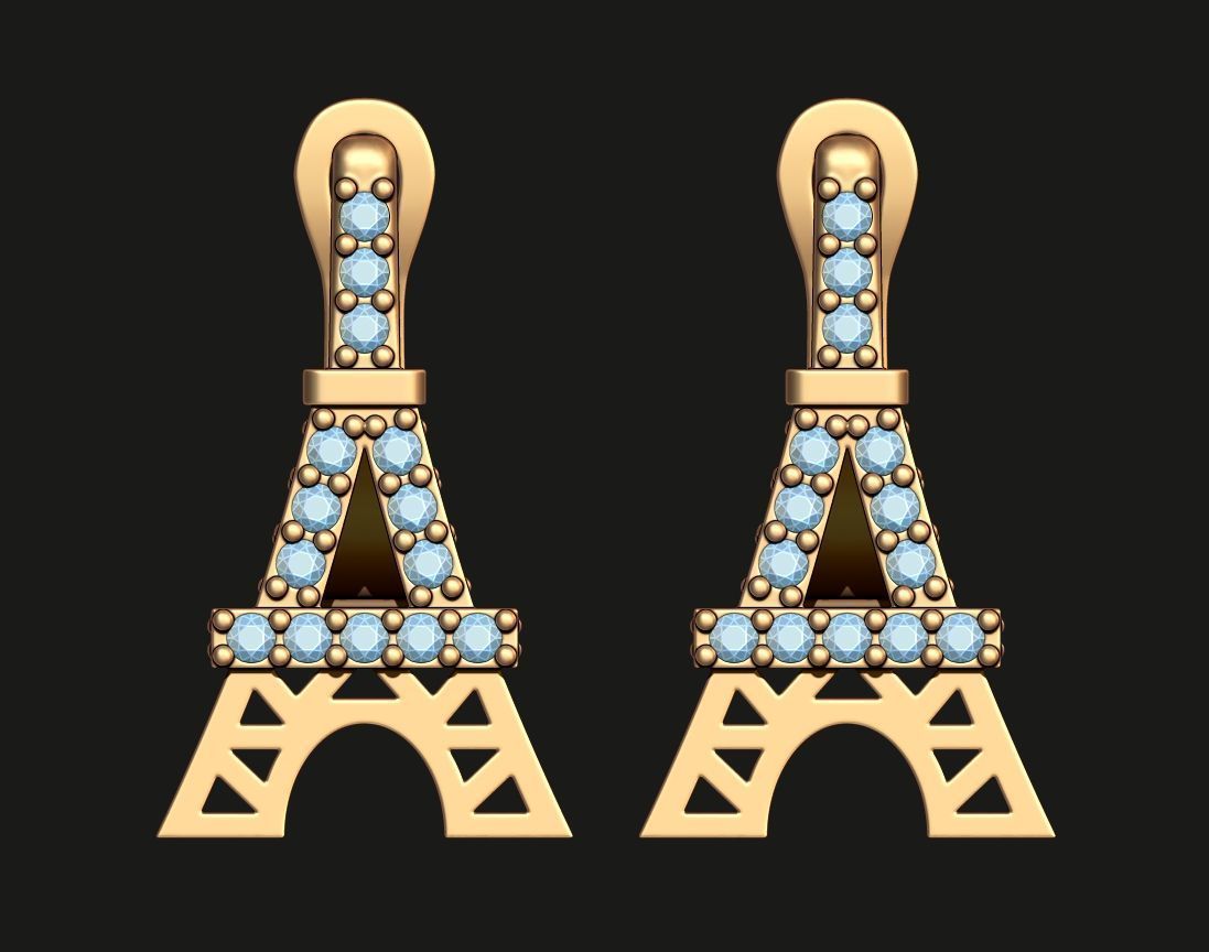 EIFFEL TOWER EARRINGS 3D print model_4