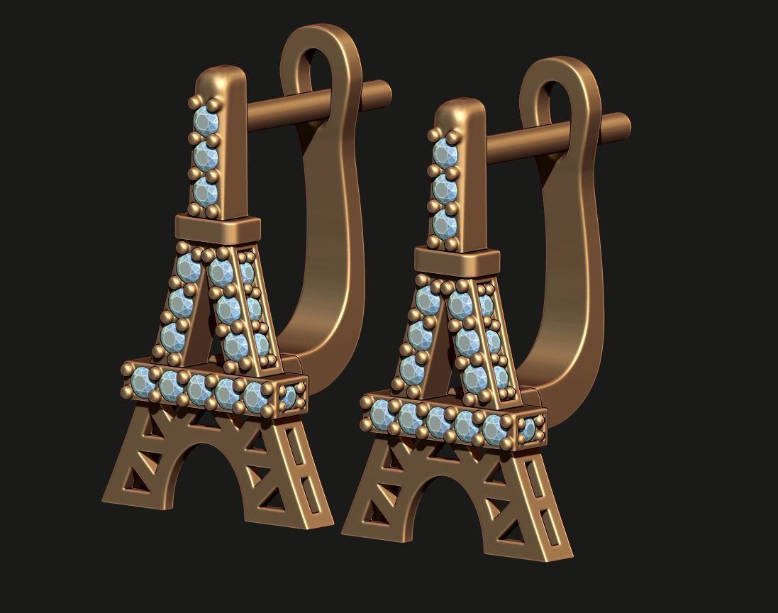 EIFFEL TOWER EARRINGS 3D print model_5