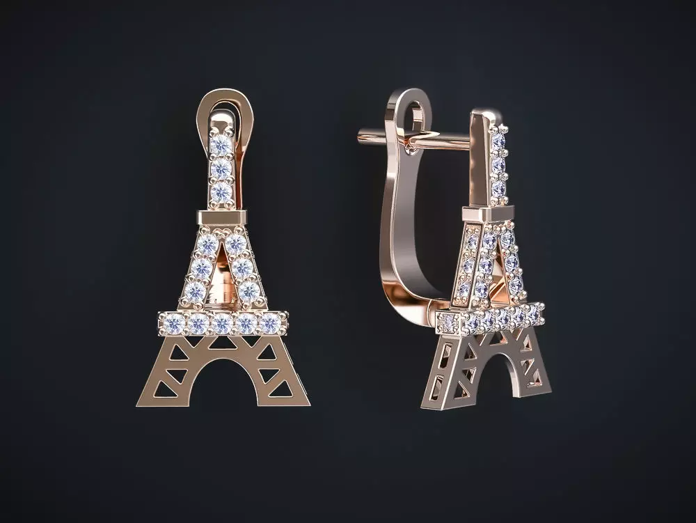EIFFEL TOWER EARRINGS 3D print model_0