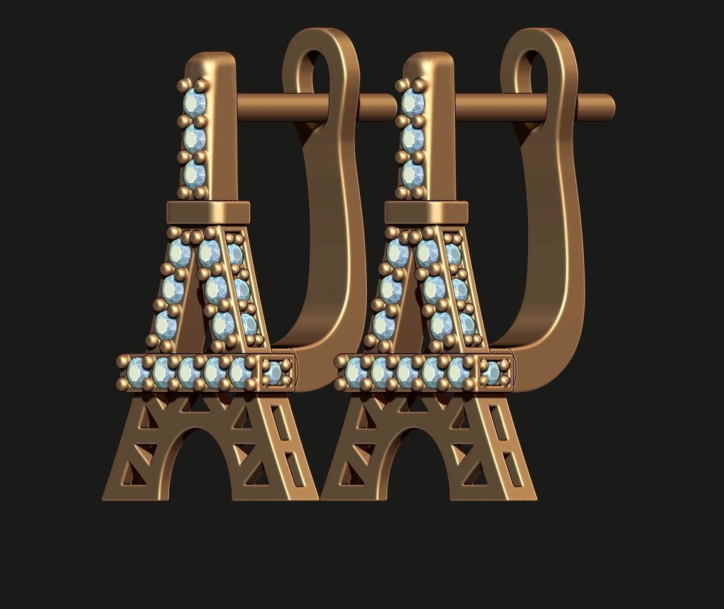 EIFFEL TOWER EARRINGS 3D print model_6