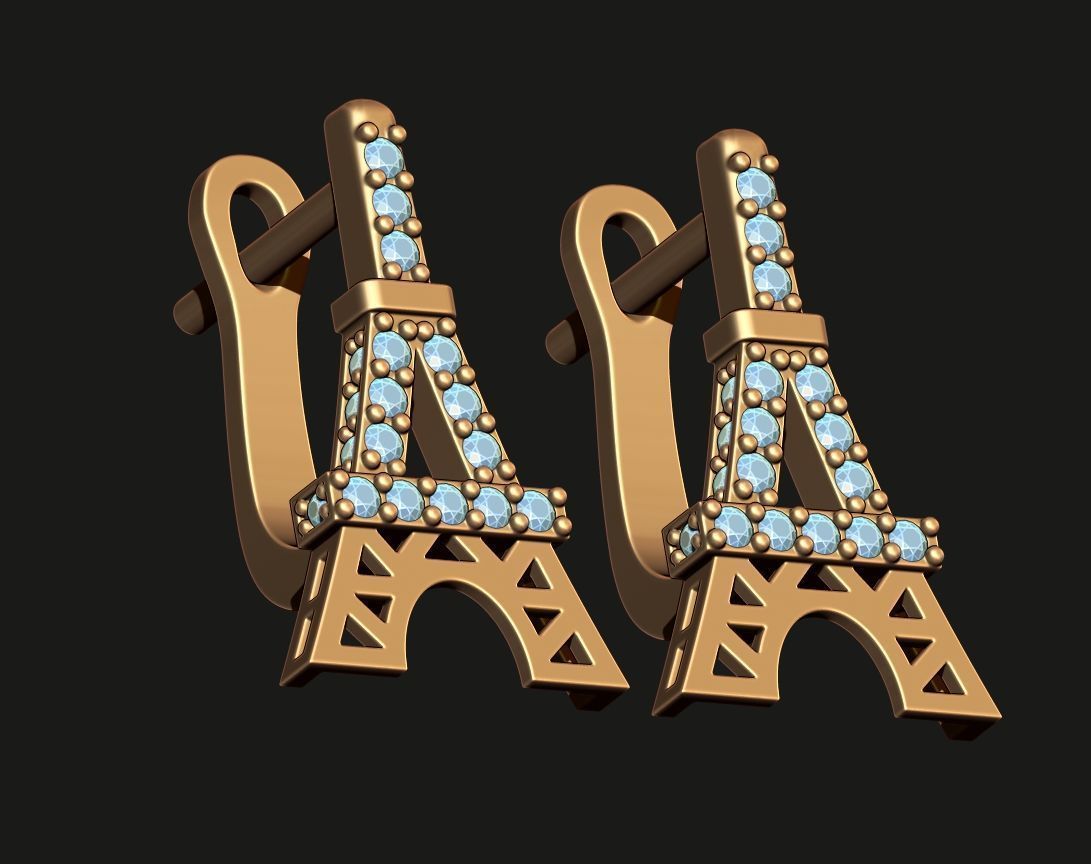 EIFFEL TOWER EARRINGS 3D print model_9