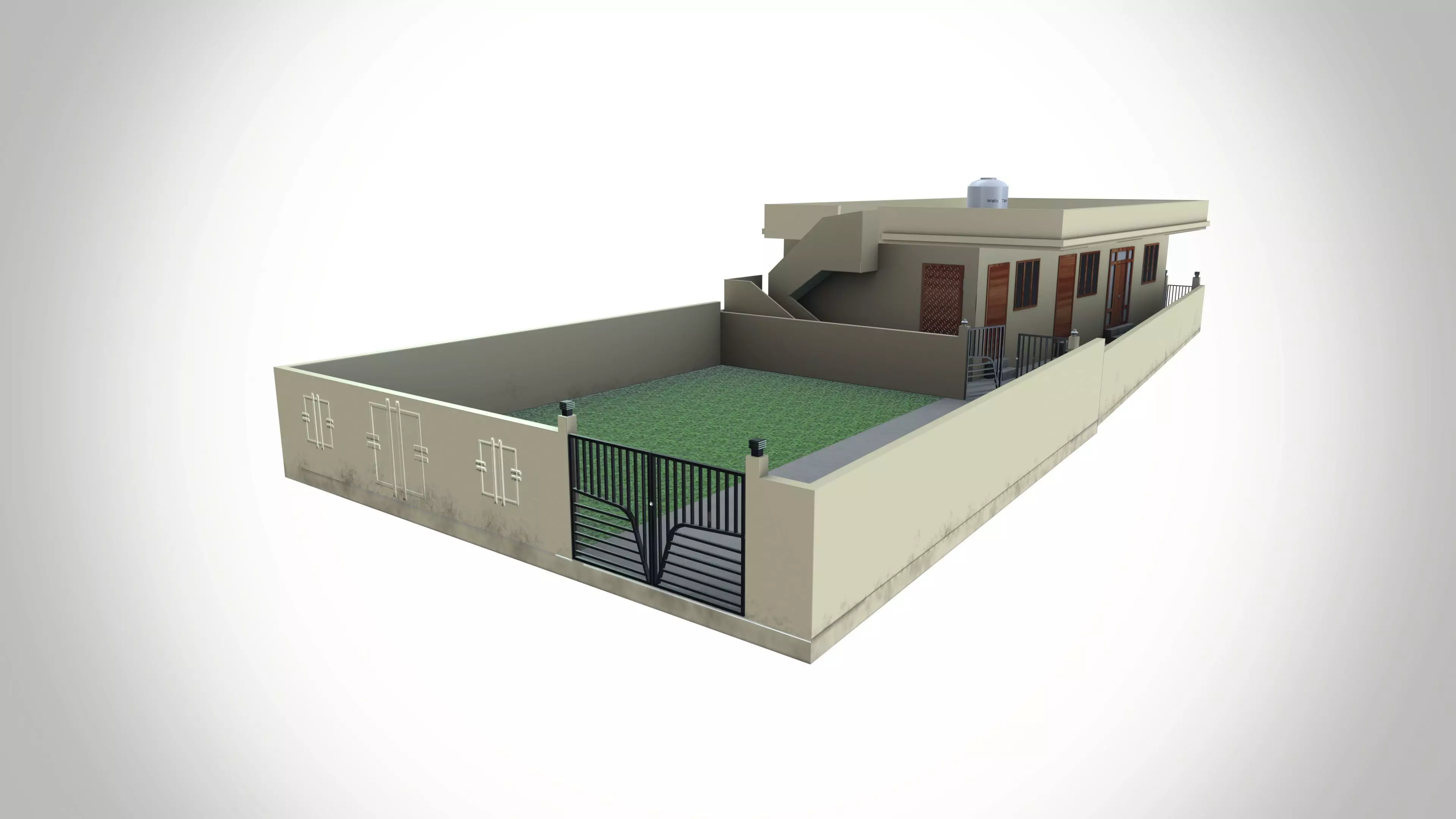 Village House Low-poly 3D model_0