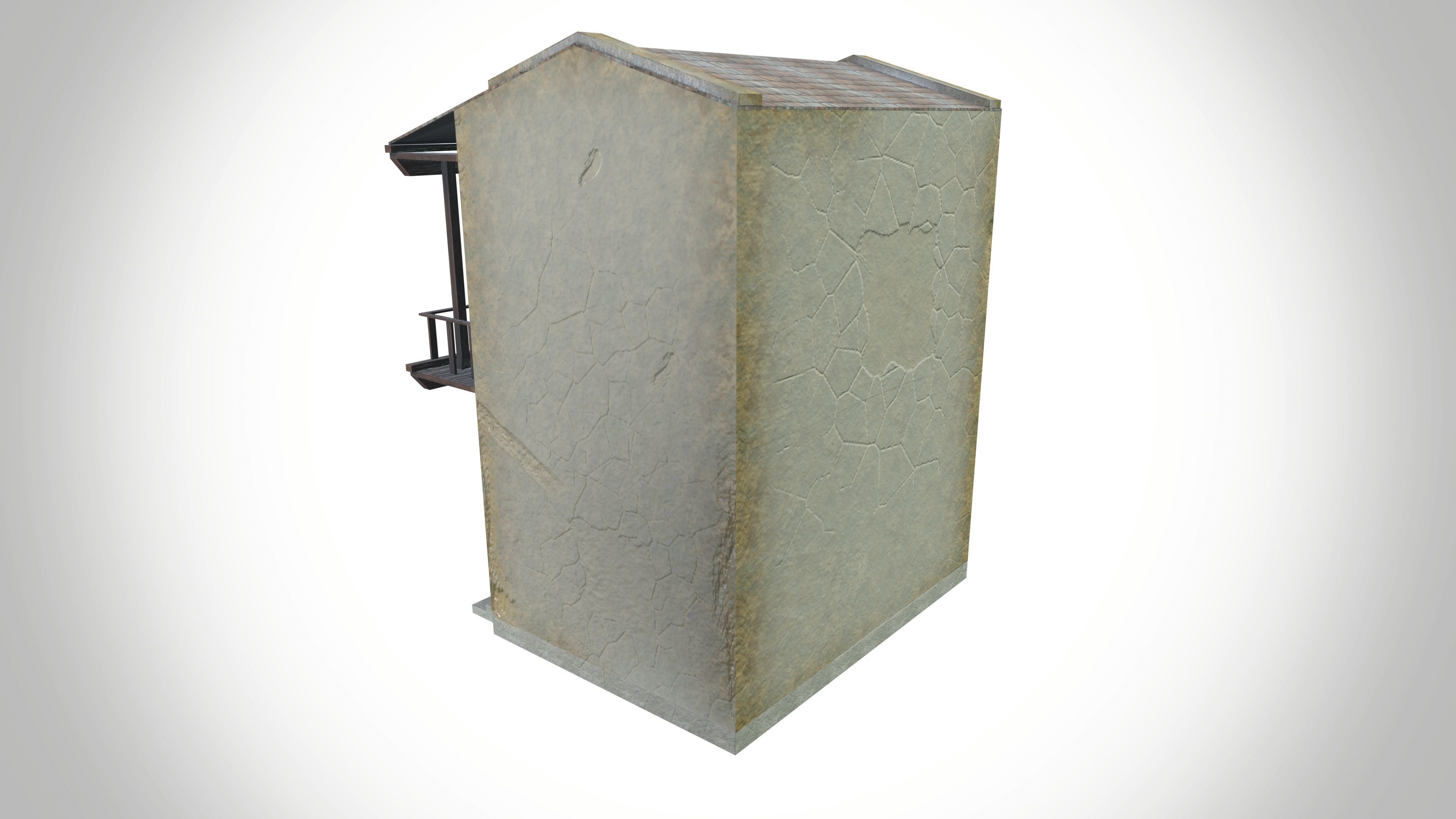 Double story village house Low-poly 3D model_5