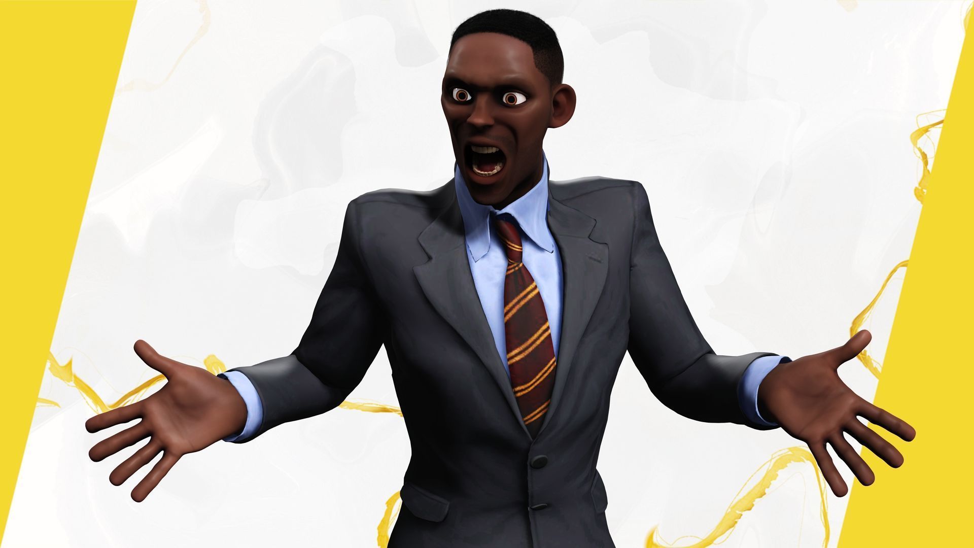 Toon Professional in Suit Businessman Low-poly 3D model_12