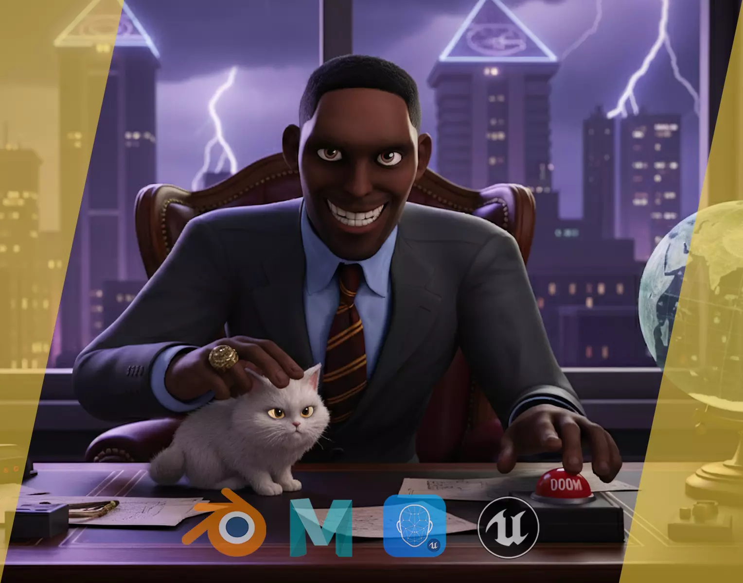 Toon Professional in Suit Businessman Low-poly 3D model_0