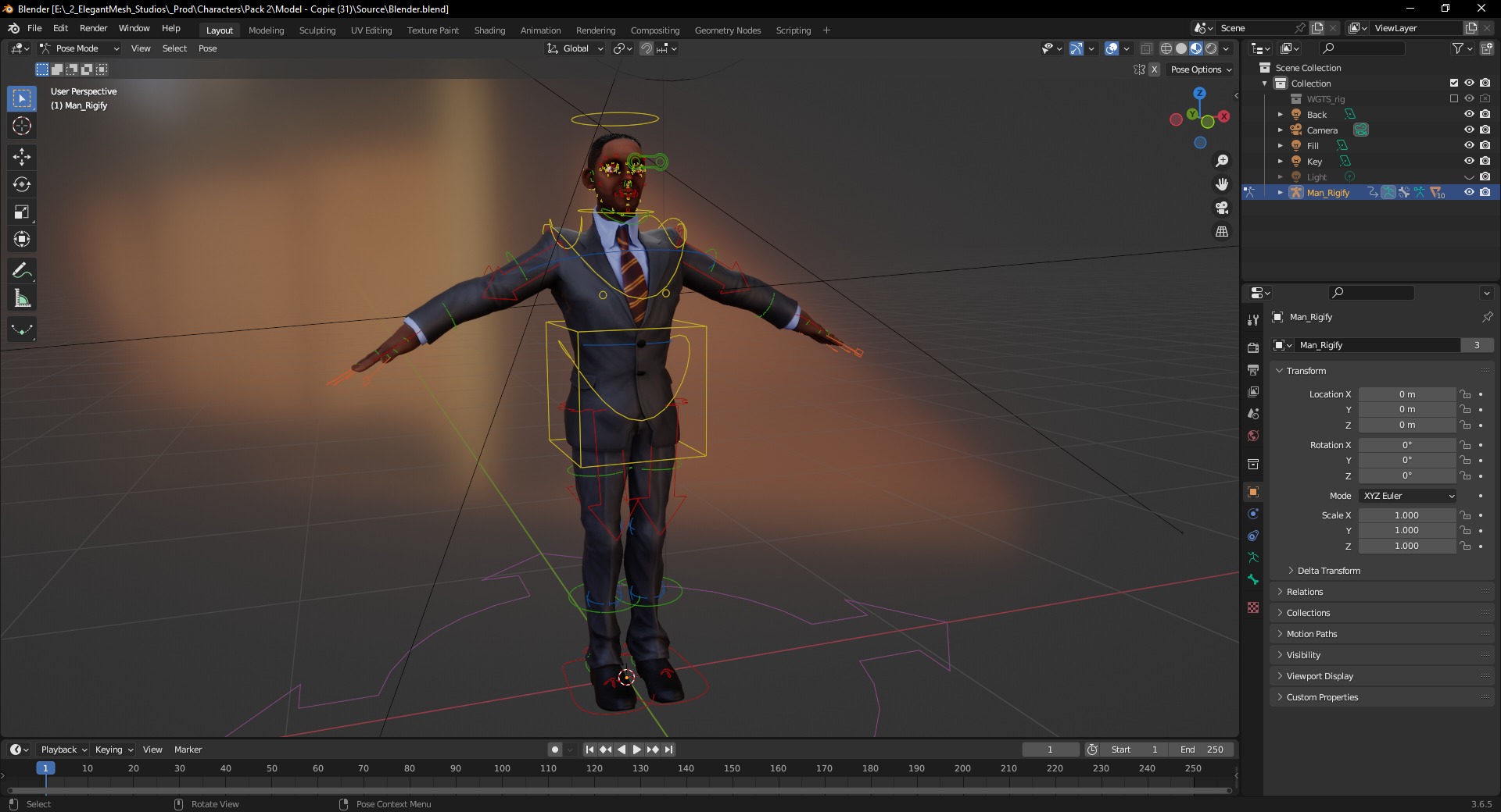 Toon Professional in Suit Businessman Low-poly 3D model_19