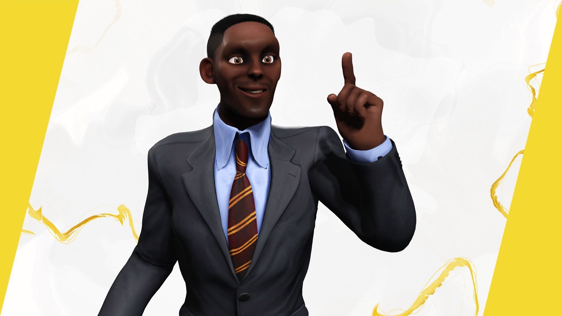 Toon Professional in Suit Businessman Low-poly 3D model_14