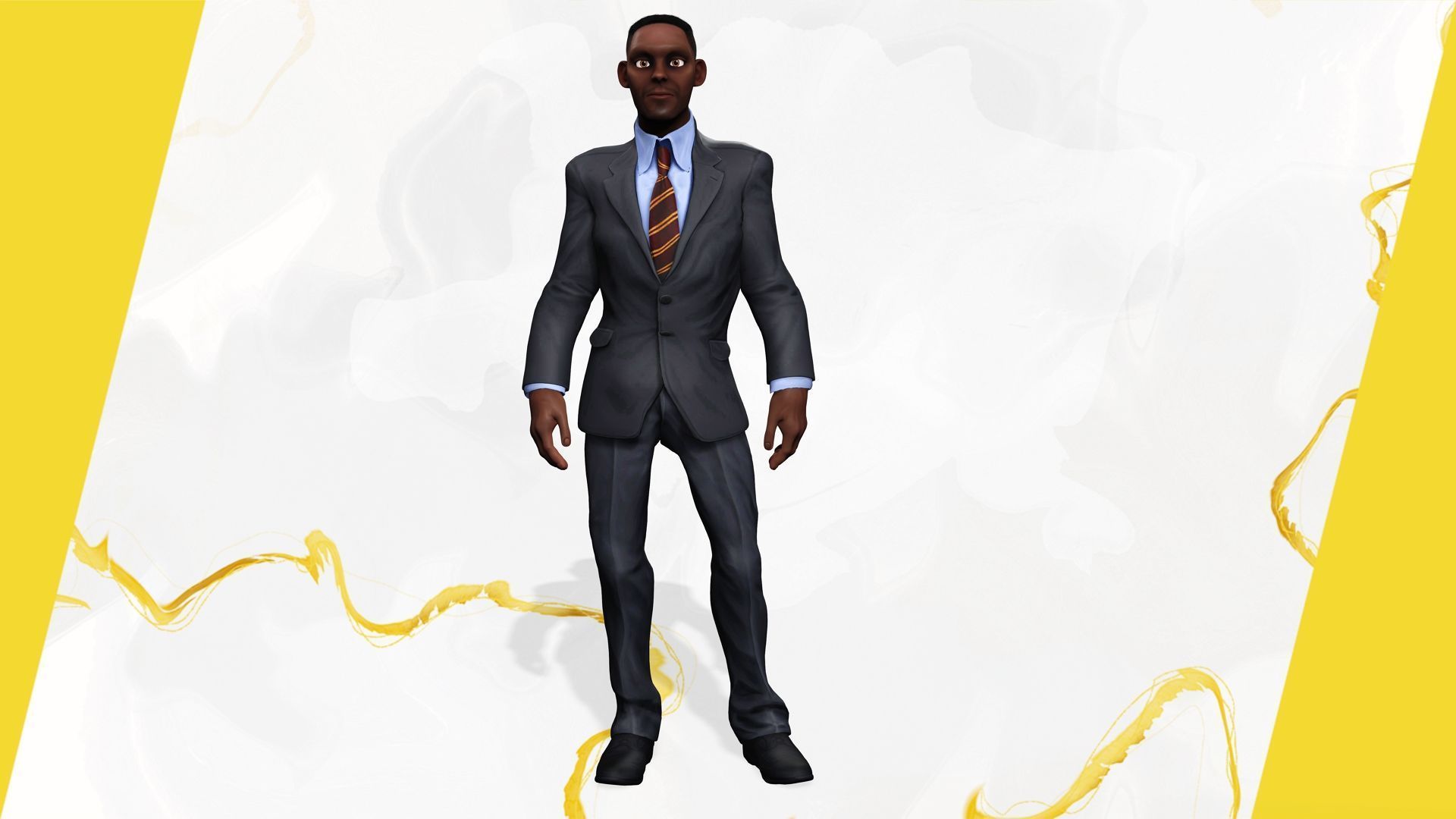 Toon Professional in Suit Businessman Low-poly 3D model_13