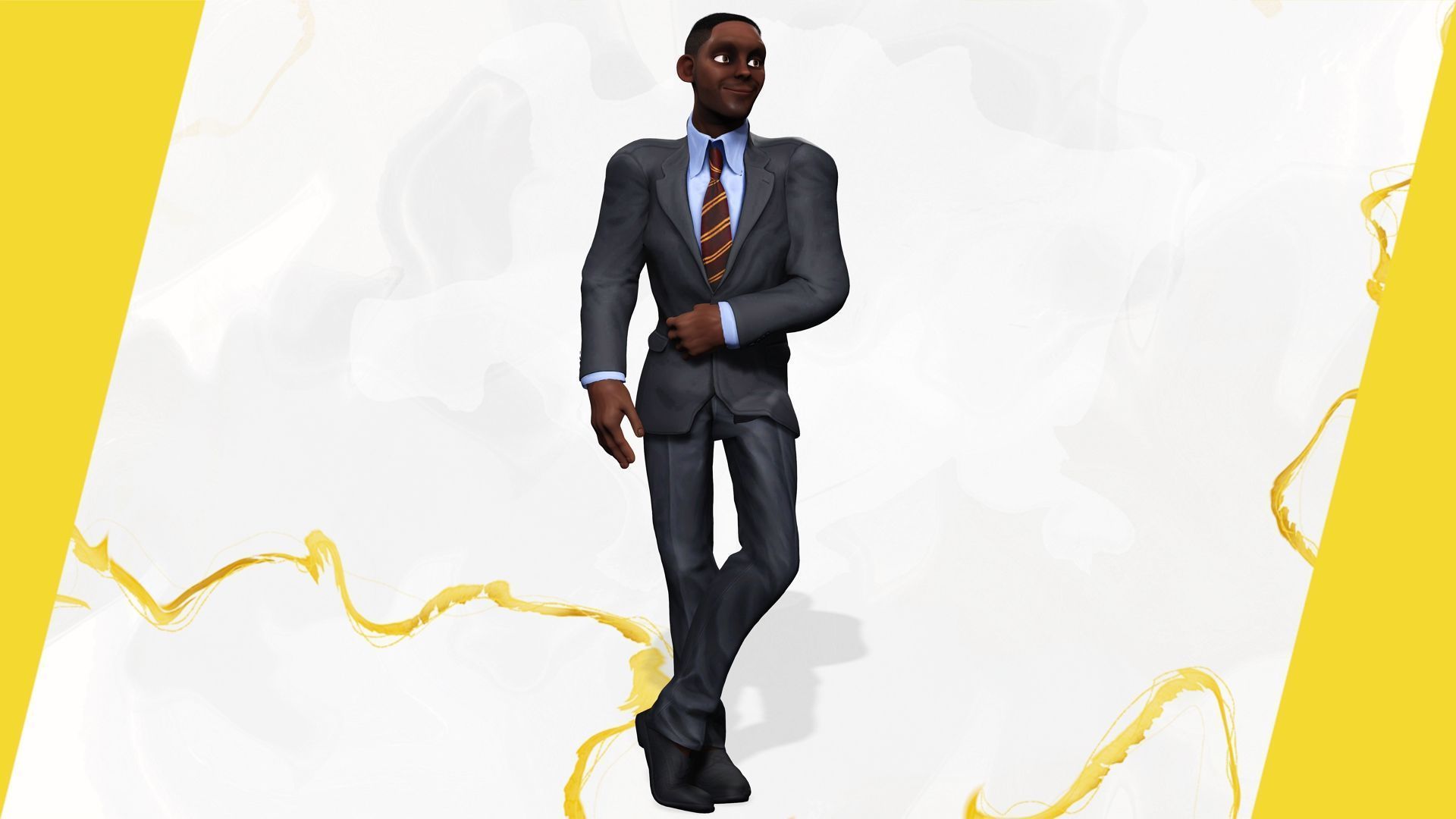Toon Professional in Suit Businessman Low-poly 3D model_10