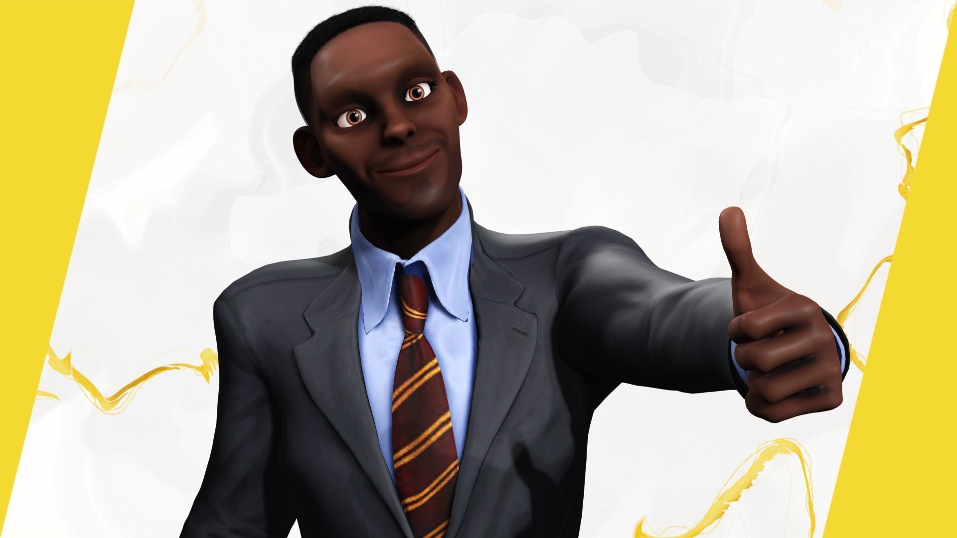 Toon Professional in Suit Businessman Low-poly 3D model_7