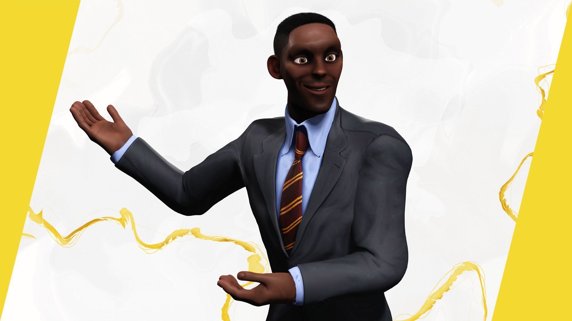 Toon Professional in Suit Businessman Low-poly 3D model_11