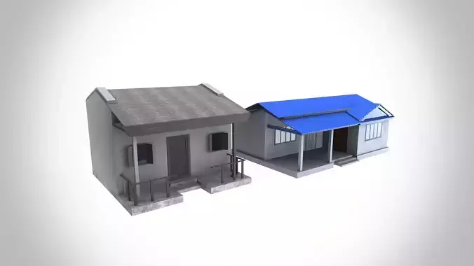 Village Houses Low-poly 3D model