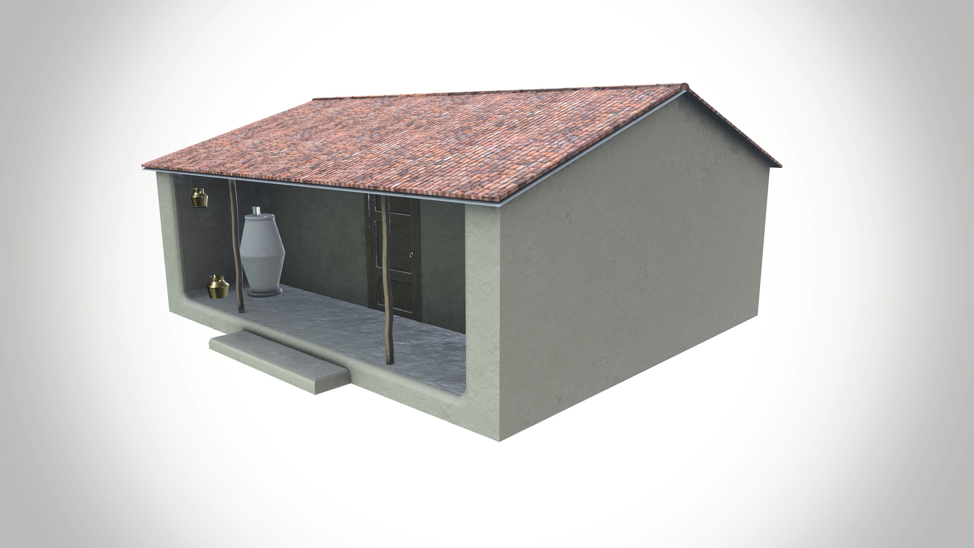 Mud Village House Low-poly 3D model_2