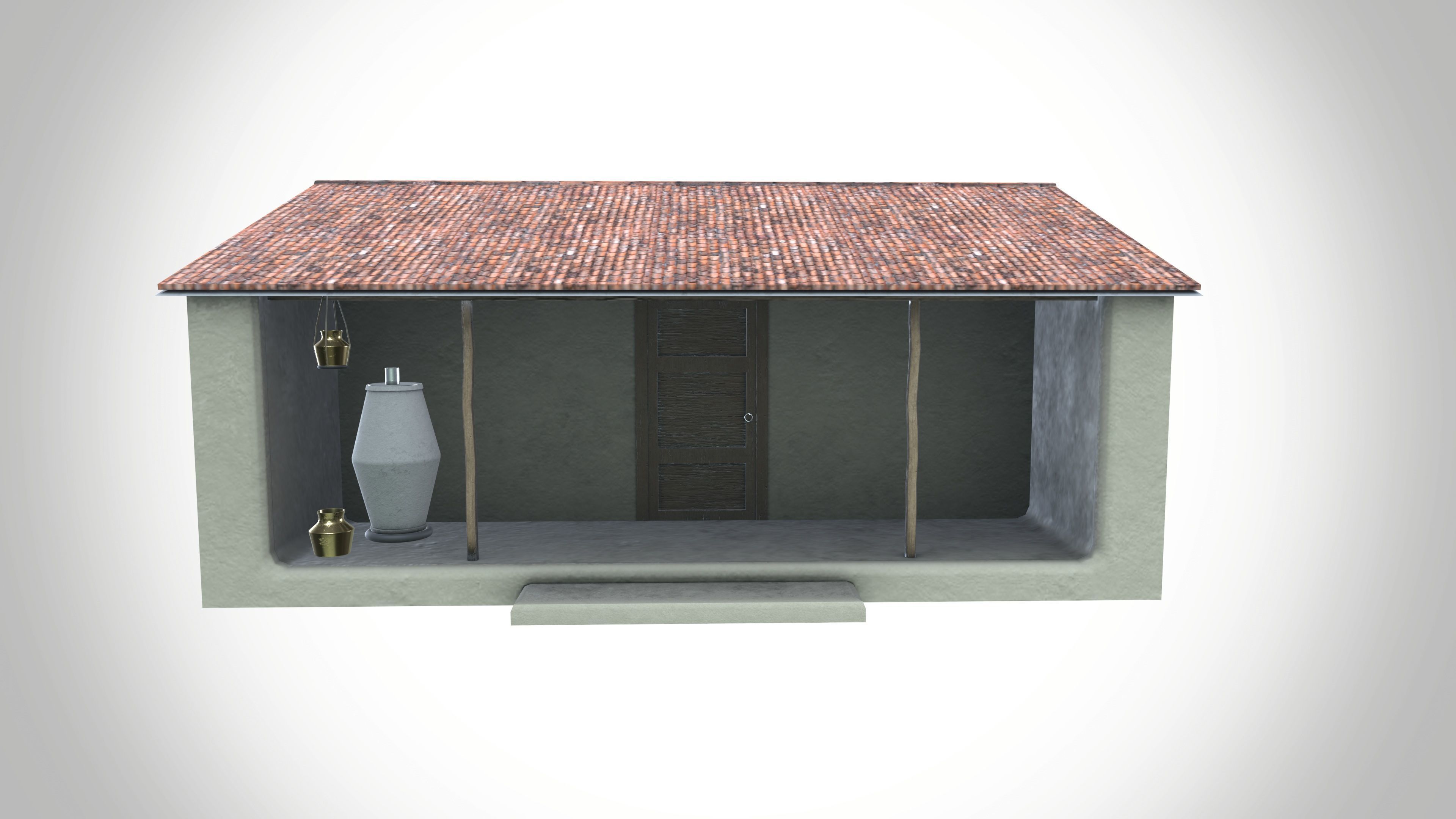 Mud Village House Low-poly 3D model_3