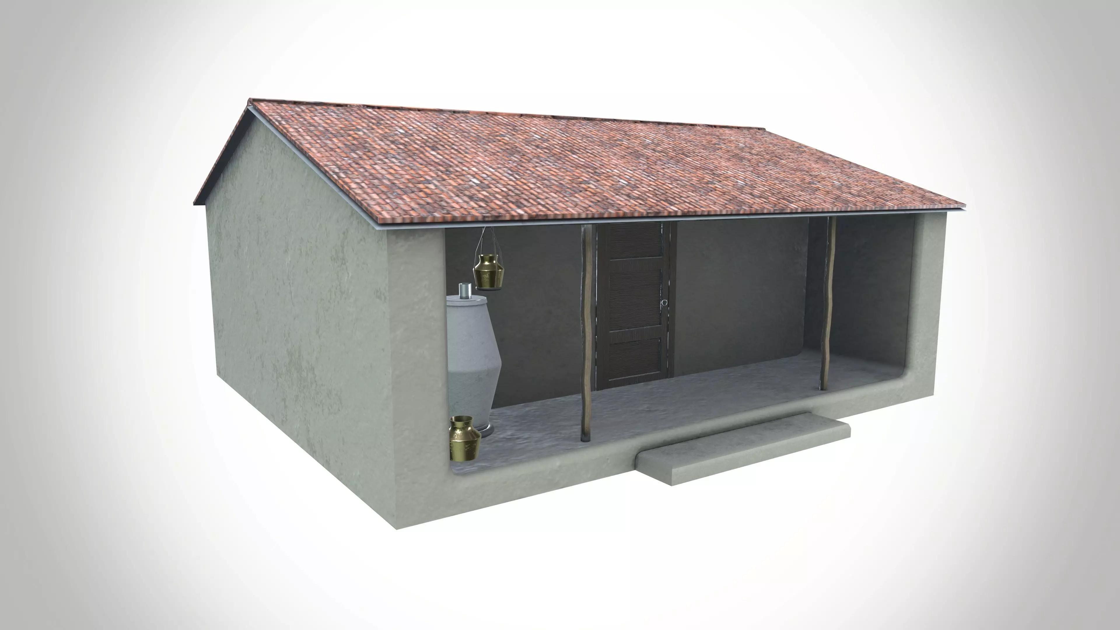 Mud Village House Low-poly 3D model_0