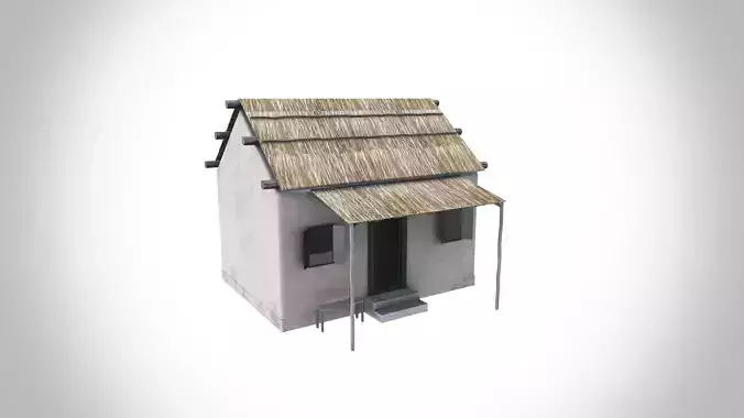 Straw Roof House Low-poly 3D model