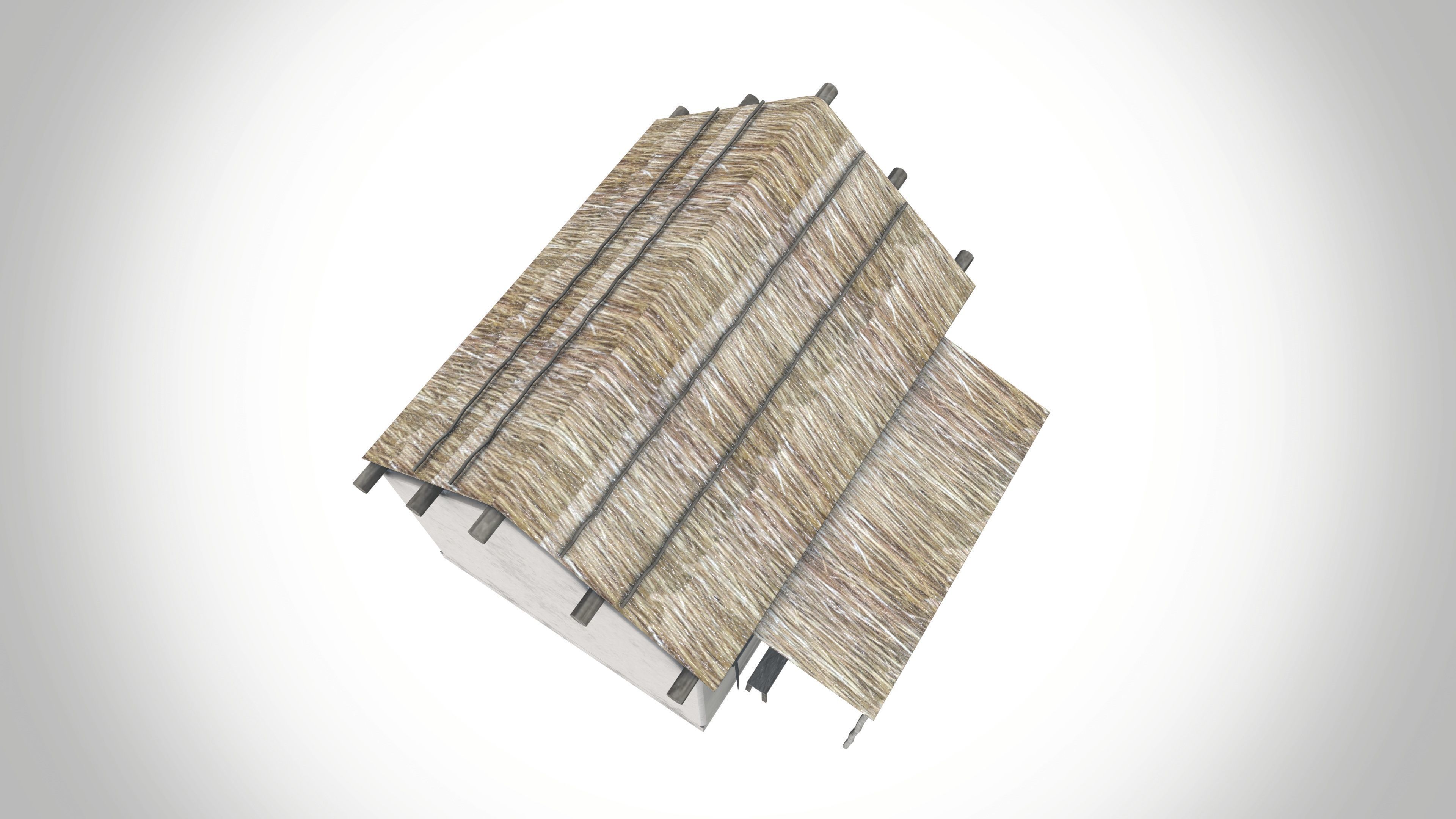 Straw Roof House Low-poly 3D model_6