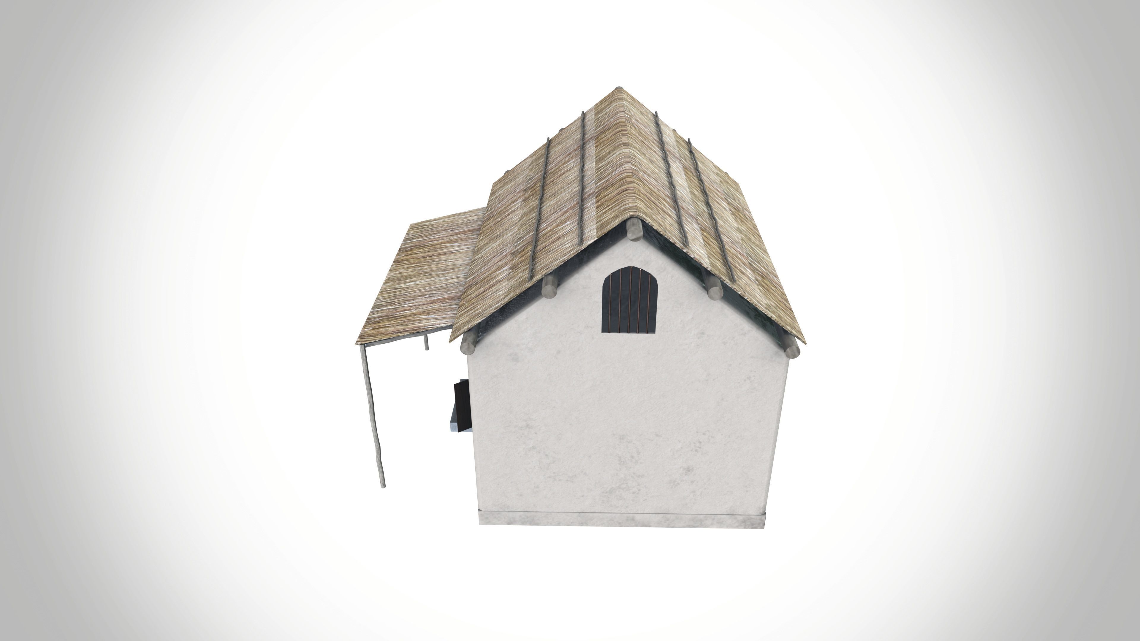 Straw Roof House Low-poly 3D model_3