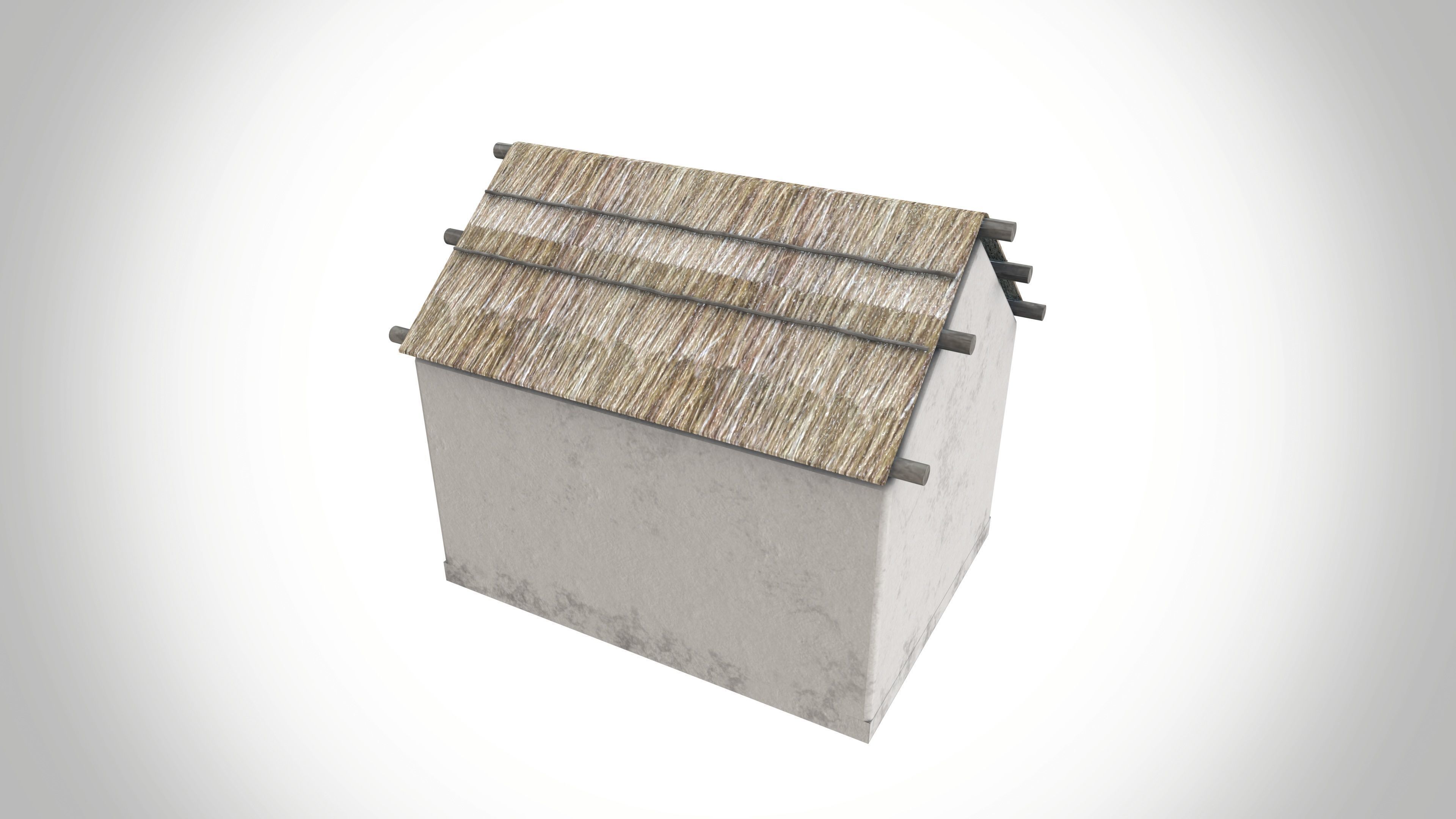 Straw Roof House Low-poly 3D model_2