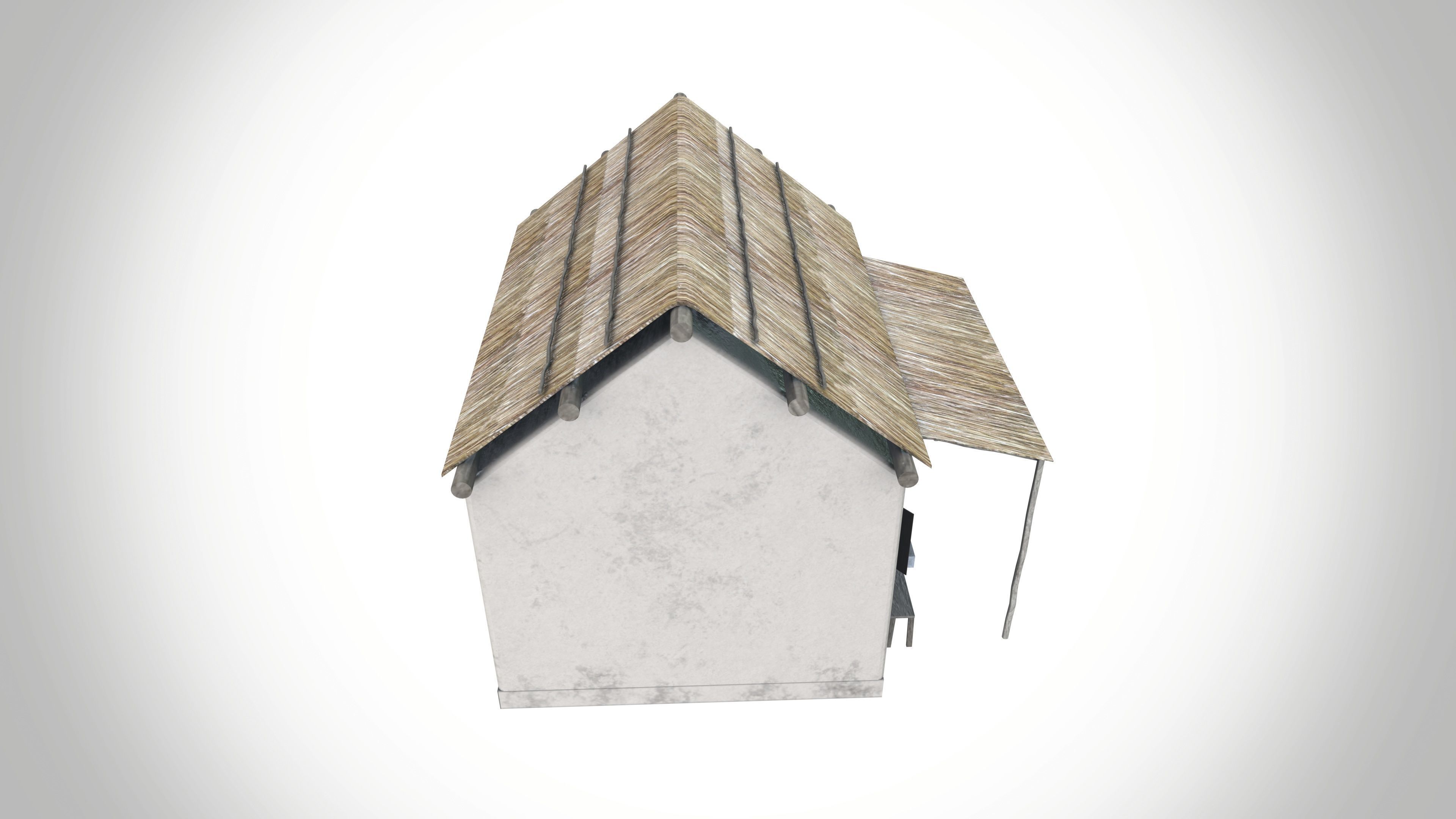 Straw Roof House Low-poly 3D model_5