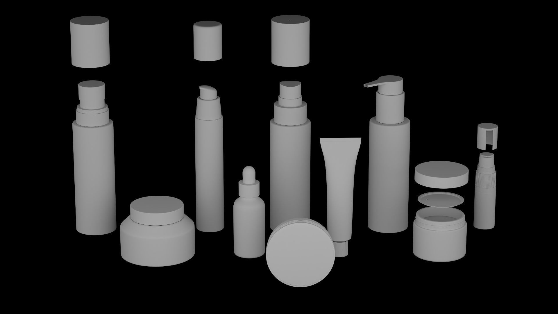 Cosmetic Bottle and Tube  3D model_1