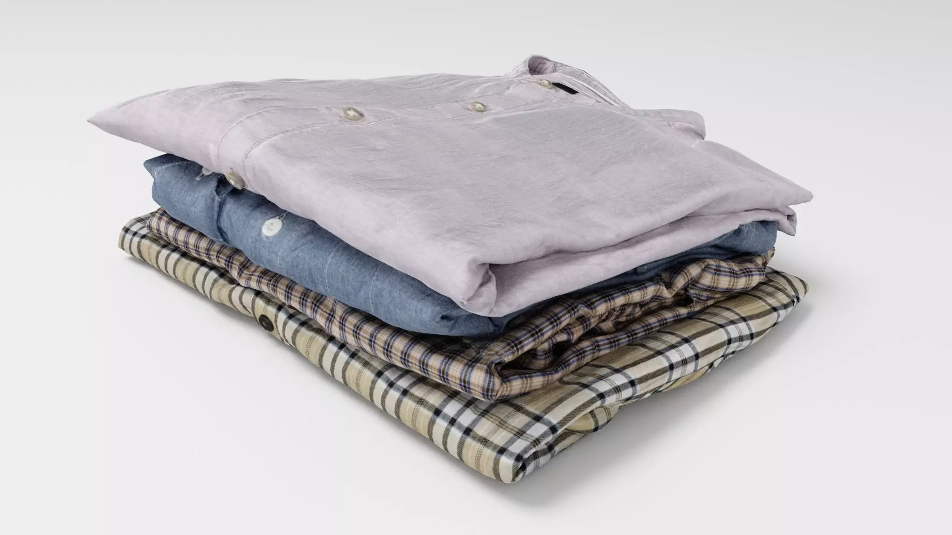 Pile or stack of folded shirts polo Generic casual wardrobe 3D model_0