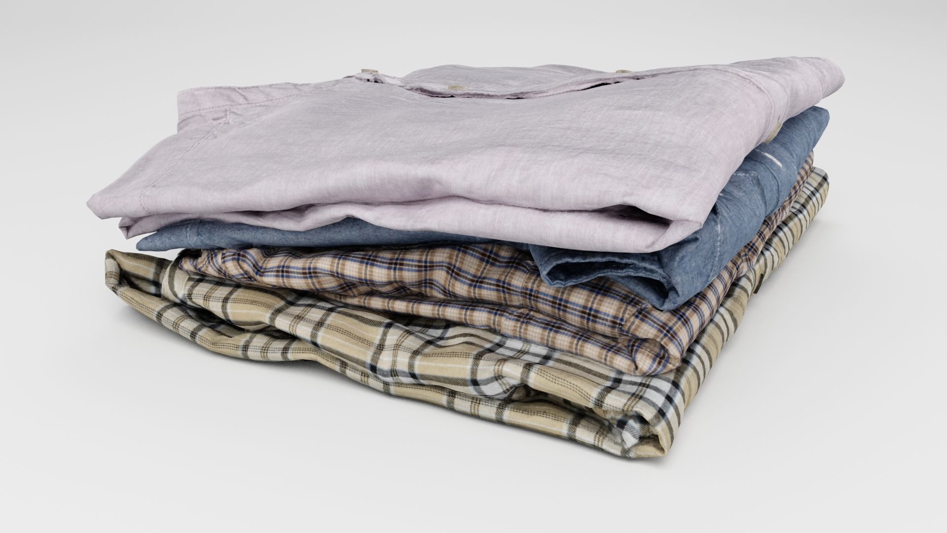 Pile or stack of folded shirts polo Generic casual wardrobe 3D model_3