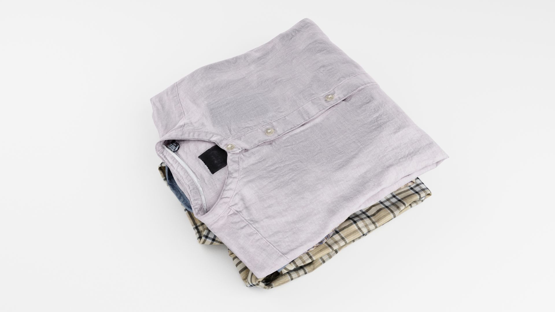 Pile or stack of folded shirts polo Generic casual wardrobe 3D model_2